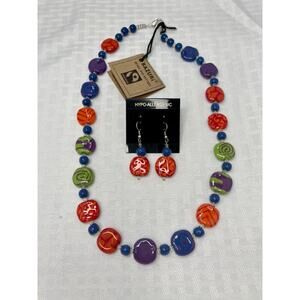 Kazuri Kenya Hand Crafted "Summer Day" Fair Trade Beaded Necklace & Earring Set